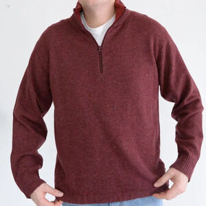 Woolrich Vintage 70% Wool Maroon Half Zip Pullover Sweater Medium